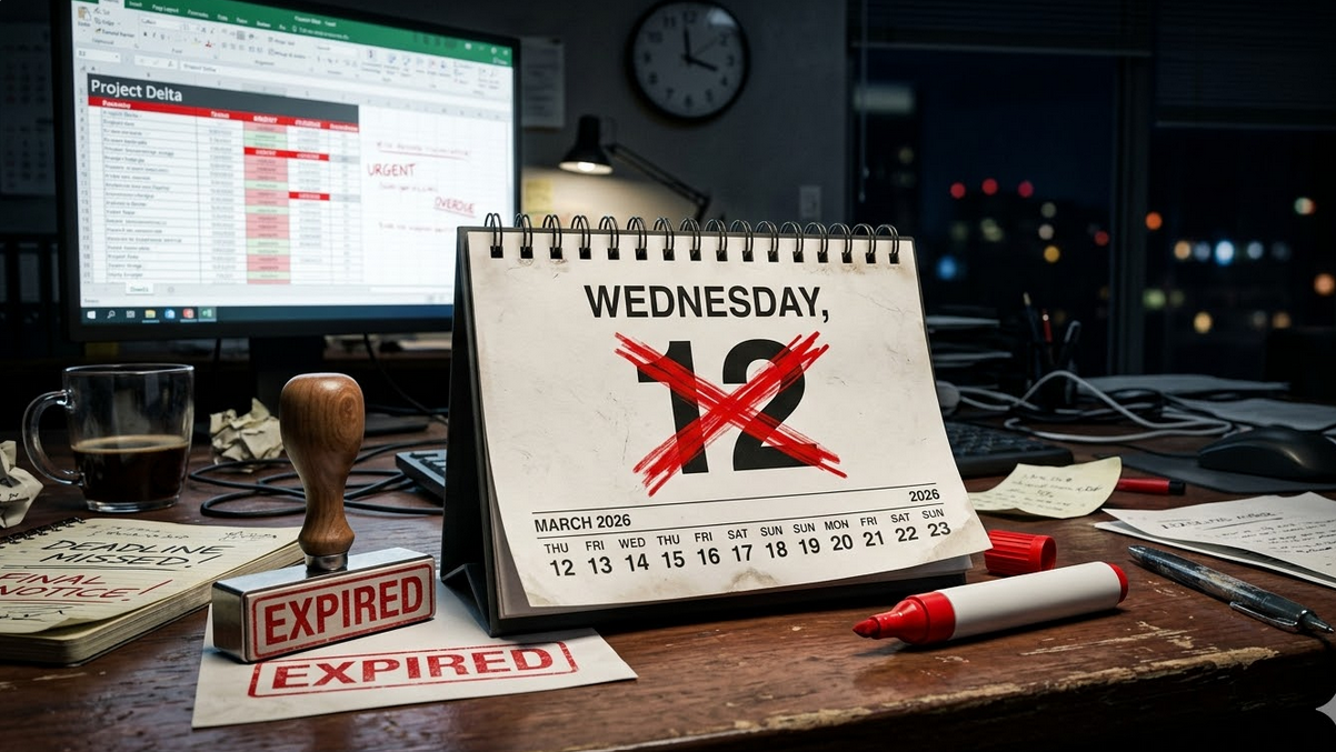 A calendar showing an expiration date crossed out in red.