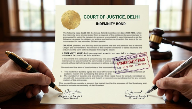 A legal bond paper with signatures and stamps.