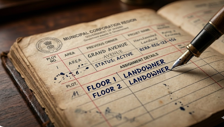 A government ledger showing names updated against specific floors.