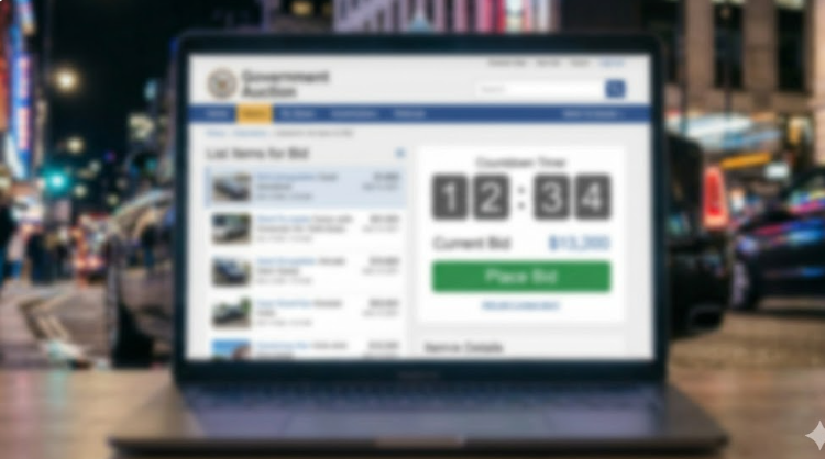 A laptop screen showing the Parivahan Fancy Number Auction portal.