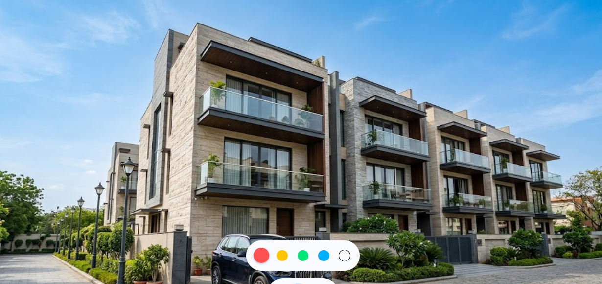 A panoramic view of the Gurgaon skyline featuring modern high rise residential towers.