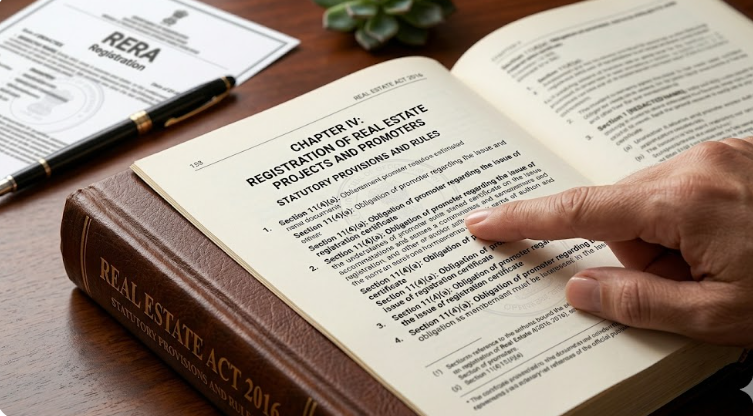 A hand pointing to the Real Estate Regulatory Authority Act book.