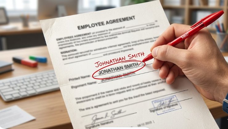 A document with a spelling error circled in red for correction.