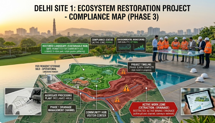 A zoning map of Gurgaon highlighting restricted zones.